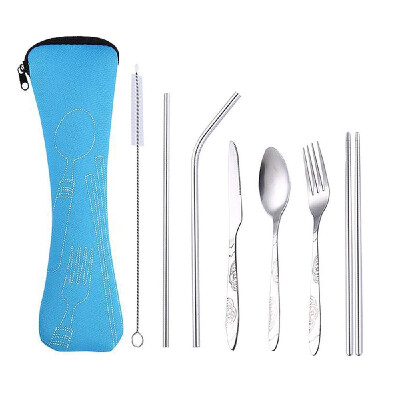 

Stainless Steel Fork Spoon Chopsticks Dinnerware Kit Travel Ourdoor Camping Cutlery Tools Portable Tableware Set