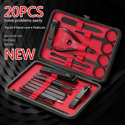 

7151820pcs Professional Stainless Steel Nail Clipper Set Decoration Foot Scissors Tweezers Knife Ear Spoon Manicure Trimmer