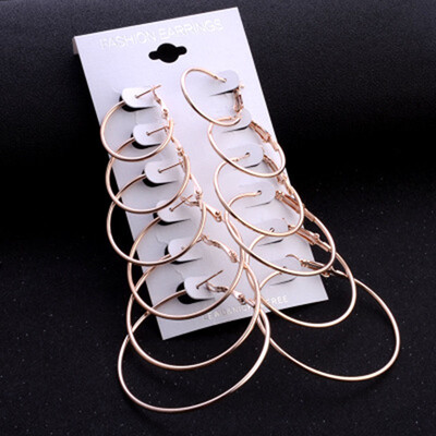 

Punk Style Plated Alloy Circle Earrings Set Trendy Unique Earrings Women Jewelry Accessories
