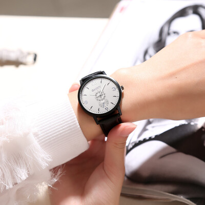 

〖Follure〗Women Fashion Leather Band Analog Quartz Round Wrist Watch Watches Black
