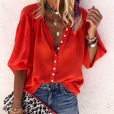 

Fashionable blouse women Single Breasted Shirt Blouse Ladies Tops Long Sleeve Blouses Office Blouse