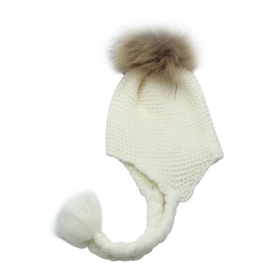 

Childrens Knit Solid Color Warm Earmuffs Winter Hats Boys Girls Hair Ball Knitted Hat New Baby Caps Cover Ears Outdoors 6M-3Y