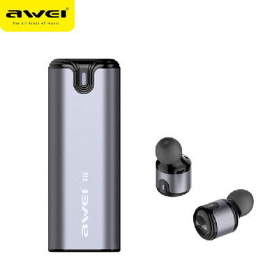 

AWEI T8 TWS Binaural Wireless BT 42 Earphone Intelligent Mini Metal In-Ear Earplug with Charging Case