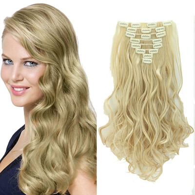 

8 PcsSet Fashion Long Curly Wavy Straight Clip In Hair Extension Sexy Heat Resistant Party Hair Natural Synthetic Hair For Women