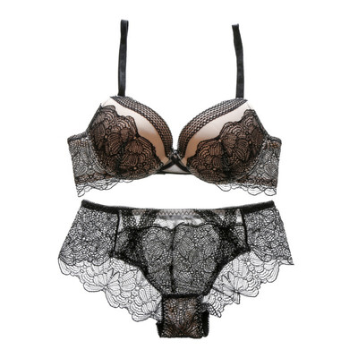 

Fashion Bra Set Padded Sexy Back Closure Lace Embroidery Bra Girls Push Up Underwear Women Small Chest Underwire Bra