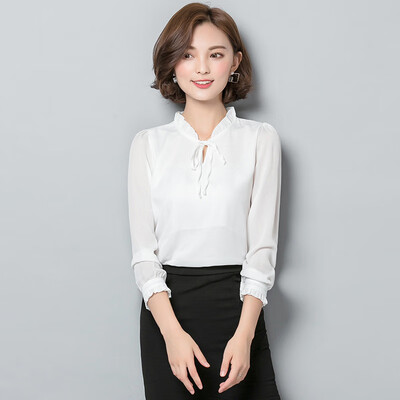 

New Han Fan Chiffon Shirt Womens Long Sleeve White Fashion Shirt