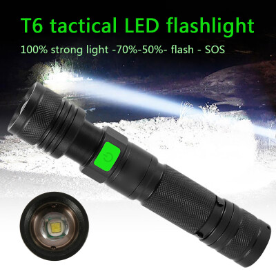 

T6 Tactical LED Flashlight aluminum alloy materical Micro USB charging 5 modes contains usb cable