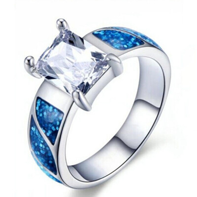 

Fashion Men&Women Colorful Stone Square Ring Creative Personality Inlaid Crystals Ring Top Quality
