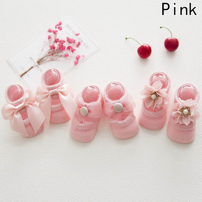 

3 Pairs of The New Baby Girl Lace Bow Baby Children Baby Floor Socks