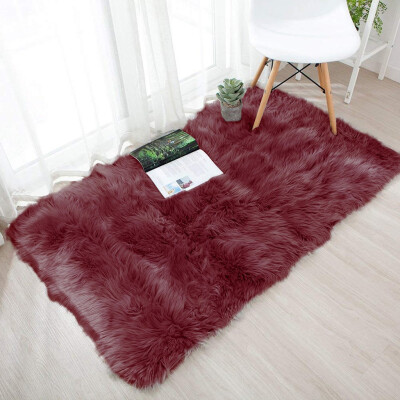 

Gobestart Wool Imitation Sheepskin Rugs Faux Non Slip Bedroom Shaggy Carpet Mats