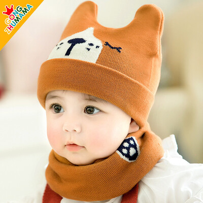 

Baby Winter Warmer Hat Scarf Set Cartoon Ear Pattern Hat Infant Collar Scarves Neckerchiefs Headwear Set