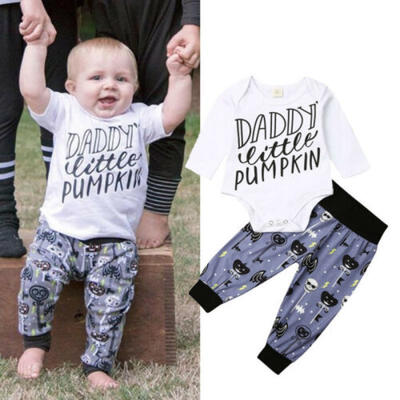 

US 2PCS Newborn Baby Boy Halloween Clothes Cotton T-Shirt Pants Leggings Outfit
