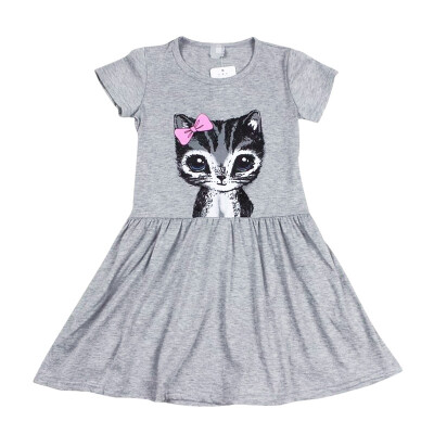 

Summer Baby Girl Dress Princess Casual Party Cat Print Dresses Kids Clothes