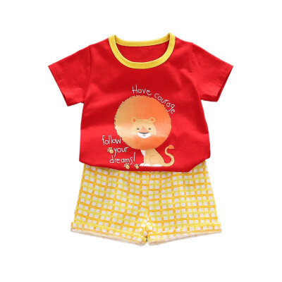 

Baby Boy Clothes Cartoon T-shirt Tops Solid Short Casual Outfit Set Newborn Boy Clothes Kids Clothes Set