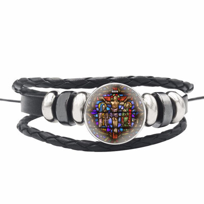 

2019 New Christian Time Gem Leather Woven Bracelet Bangle Souvenir