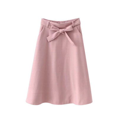 

Elegant Women High Waist Skirt Pleated Knee Length Vintage Skirt a Line Big Bow Skater Skirts vadim harajuku saia gothic befree