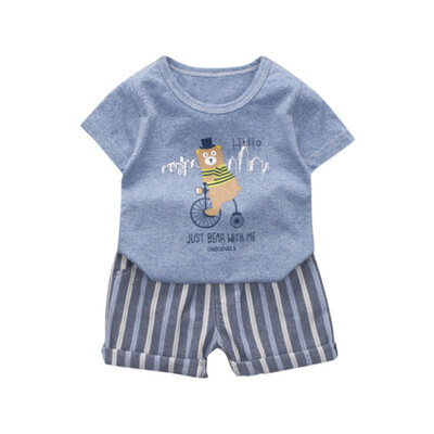 

Fashion Summer Cartoon Baby Boy Girl Short Sleeve T-Shirts Shorts 2pcsSet