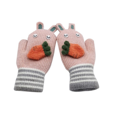 

Baby Gloves Winter Cute Cartoon Knit Wool Newborn Mittens Velvet Thick Childrens Kids Keep Finger Warm