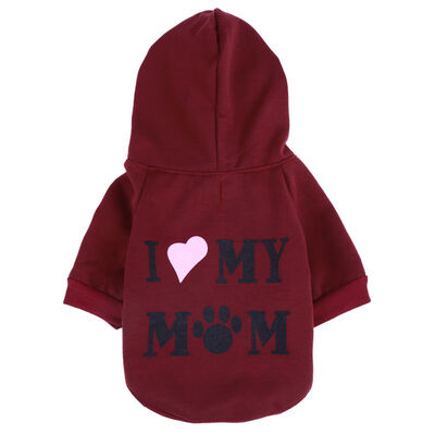 

I LOVE MOM Print Pet Coat Dog Jacket Autumn Winter Clothes Puppy Cat Sweater Clothing Coat Apparel with Cap