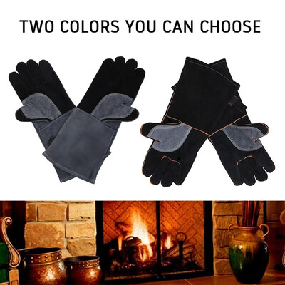 

Heavy Duty Wood Burner 932°F Welding Gloves Heat Resistant Leather Stoves Fire