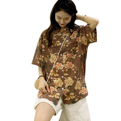 

Harajuku Women Blouse&Tops Printed Short Sleeve Casual blusas Hawaiian Holiday Beach Versatile Female Lady Shirts