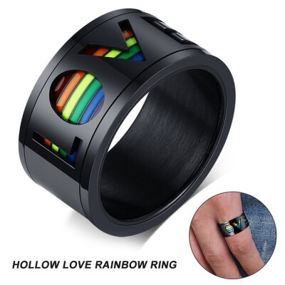 

Colorful Lesbian Bisexual Lgbt Gay Pride Homosexual Rings Rainbow Ring Hollow Love