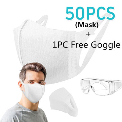 

50Pcs mask&1Pcs goggle Disposable Antivirus Mask Particulate Respirator Mask