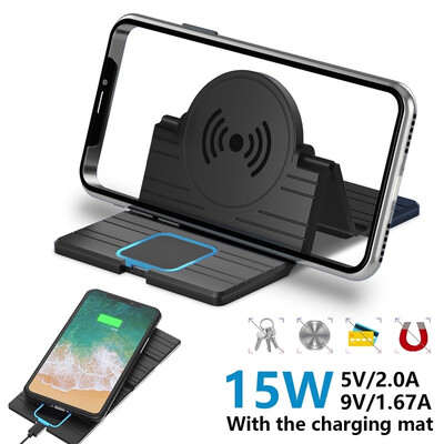 

15W Universal QI Wireless Car Phone Charger Charging Pad Mat for iPhone Samsung