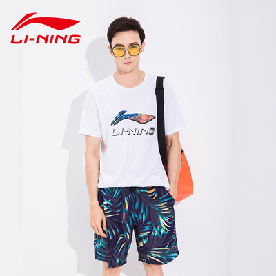 

Li Ning LI-NING beach pants loose large size five points swimming trunks seaside holiday fashion casual couples sports shorts 793-5 mens purple gray XL