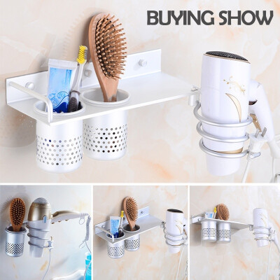 

Functional Aluminum Wall Mounted Hair Dryer Rack Organizer athroom Shelf Washroom Supplies