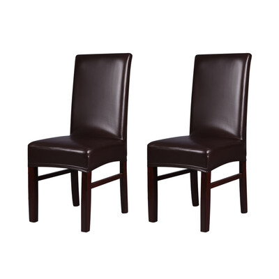 

2pcs One-piece PU Leather Stretchable Dining Chair Back Seat Covers Waterproof Oilproof Dustproof Ceremony Chair Slipcovers Protec