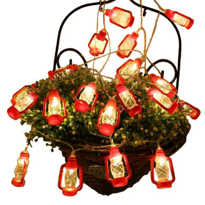 

UpperX 20 LED Red Lantern Mini Kerosene String Lights For Patio Garden Holiday Home Decorations Warm white light