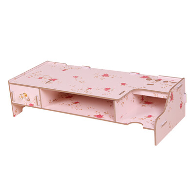 

Wooden Monitor Stand Riser Computer Desk Organizer with Keyboard Mouse Storage Slots for Office Supplies School Teachers