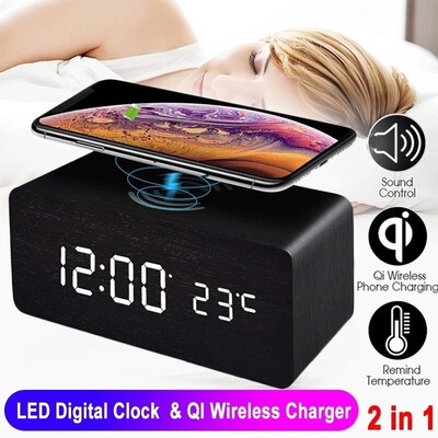 

3 In 1 Multi-function LED Digital Alarm Clock & Wireless Charger & Thermometer