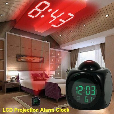 

New Digital Projection Alarm Clock Voice Talking LCD Projection Time Thermometer Display Home Decor Without Battery