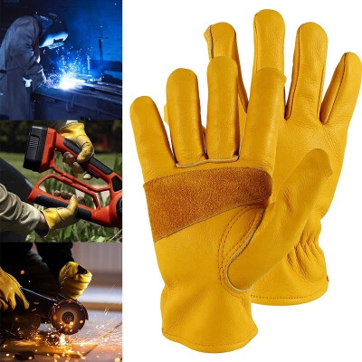 

2020 New 2PCS Leather Work Gloves with Wrist Wear-Resisting Puncture-Proof For Yard