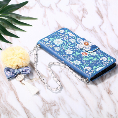 

9 Styles Vintage Handbag Book flip Cover Tassels Three-dimensional Flower Pendant Chain for iPhone Xs Max Flip Flower Case