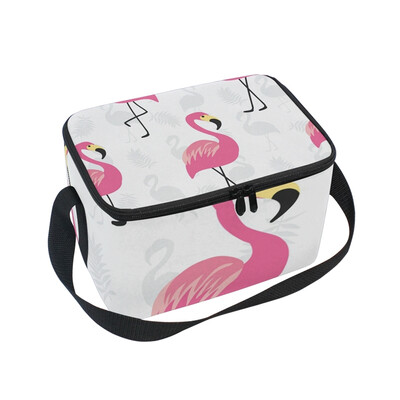 

ALAZA Insulated Lunch Box Pink Flamingo Lunch Bag for Men Women Portable Tote Bag Cooler Bag