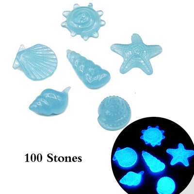 

100pcsBag DIY Home Decor Luminous Pebbles Sea Conch Shell Starfish Glow in Dark Colorful Rocks Stone for Aquarium Fish Tank