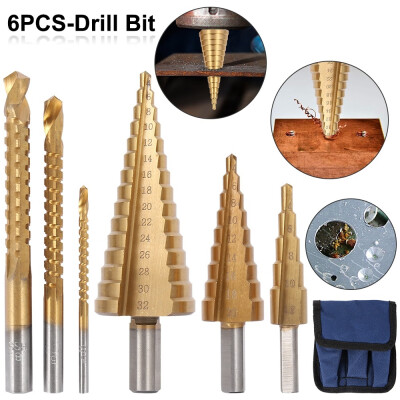 

2 Styles Hex Shank Straight Groove Step Drill&Titanium Coated HSS High Speed Steel Drill Bit Set Hole Cutter Tools