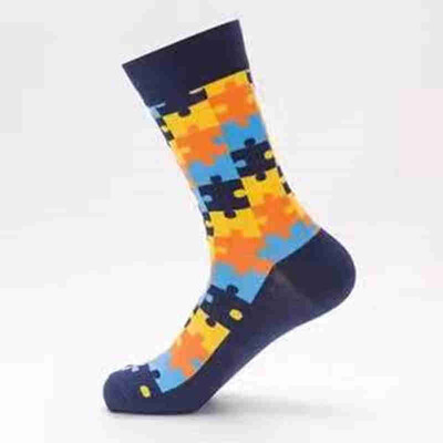 

Men Happy Lucky puzzle love anchor Big Size Business Fashion Wedding Gift Socks