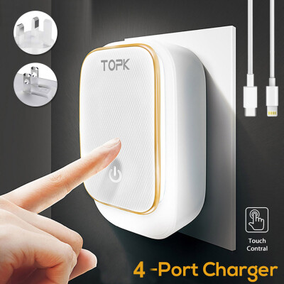 

White & Gold USB Charger Plug LED Touch Night Light