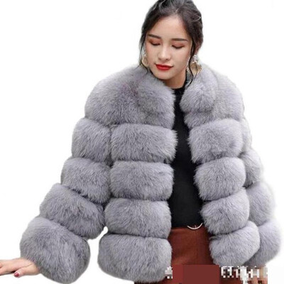 Fashion Faux Fur Fox Fur Keep Warm Women Coat Short Section Long Sleeve Slim Soft Comfortable Tops Casual Street Hipster Jacket