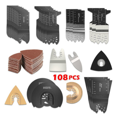 

108Pcs Oscillating Multitool Saw Blades Quick Release Multi Tool Kits Metal Woodworking Cutting Sanding&Grinding