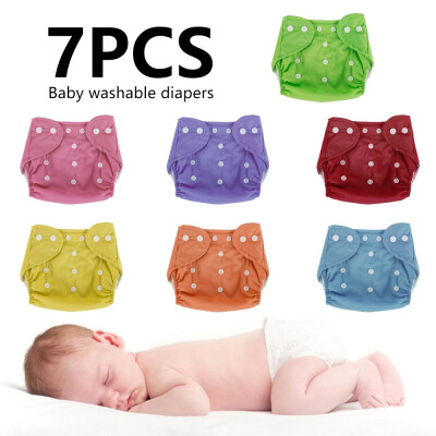 

7 PCS Multicolor Reusable Baby Infant Nappy Cloth Diapers Soft Washable Size Adjustable