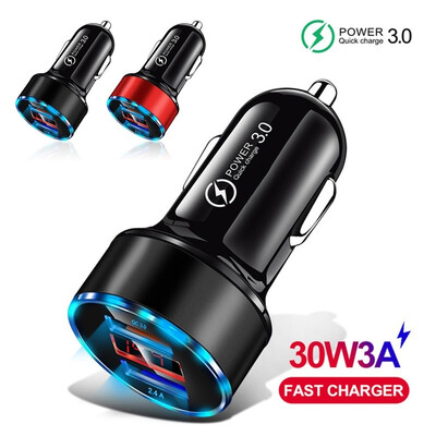

QC30 Quick Charge Dual USB Port Fast Car Lighter Charger Adapter