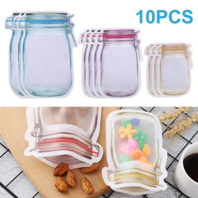 

10 Pcs Reusable Zip Lock Food Storage Stand Up Pouch Mason Jar Zipper Bags Reusable Food Storage Bags