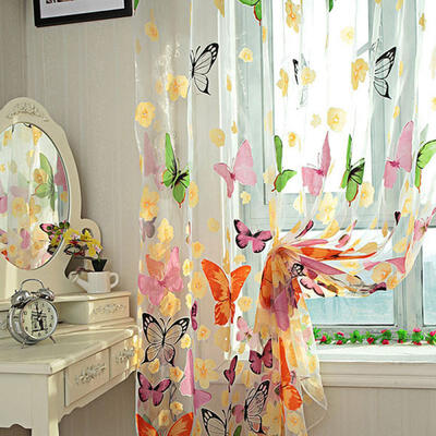 

140cm x 210cm Butterfly Print Sheer Window Panel Curtains Room Divider New for living room bedroom girl
