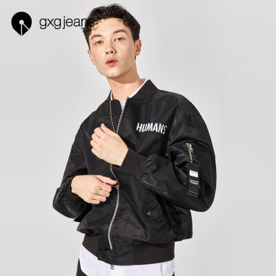 

Gxgjeans mens spring bomber jacket male baseball collar fashion embroidery casual jacket tide 18121140140 black