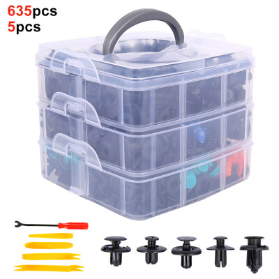 

635 Pcs Car Retainer Clips Plastic Fasteners Kit Removal Tools Fender Rivet Clip Auto Bumper Rivet Retainer Maintenance Fastener